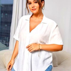 Short Sleeve Loose Button Down